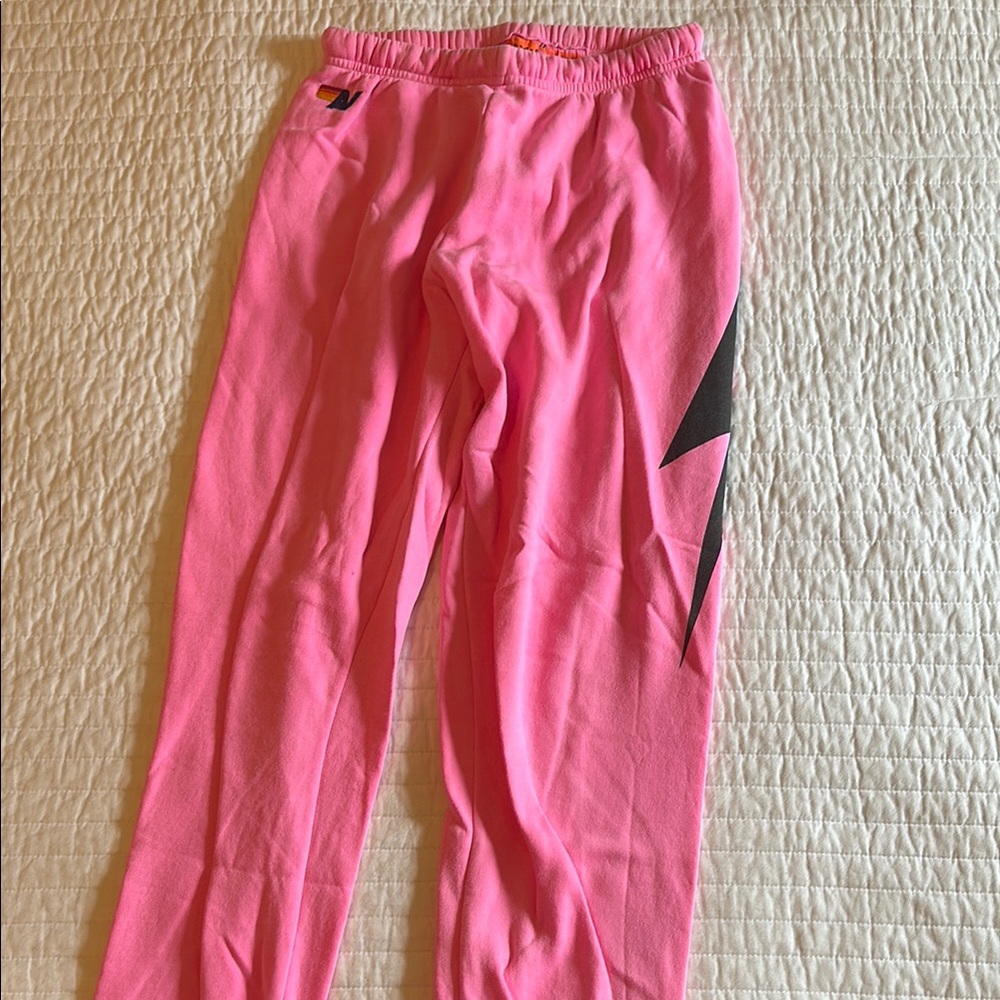 Aviator Nation Pink and Black Joggers Relaxed Fit